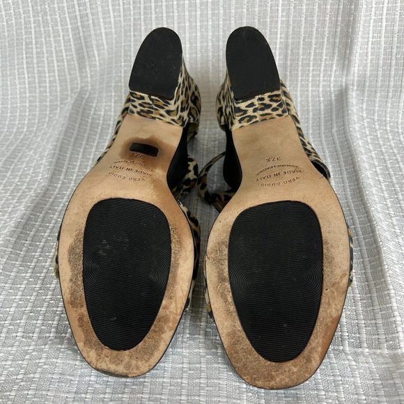 Anyi Lu Sandals 37.5 Nubuck Suede Leopard Open Toe Block Heels Shoes Electra 7 - Picture 11 of 14